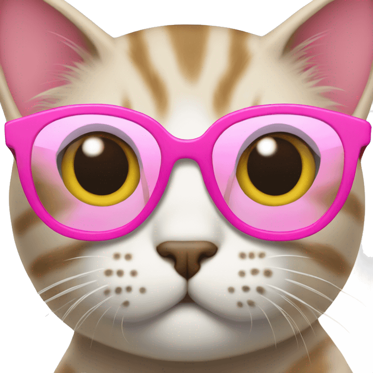 Cat wearing pink glasses emoji