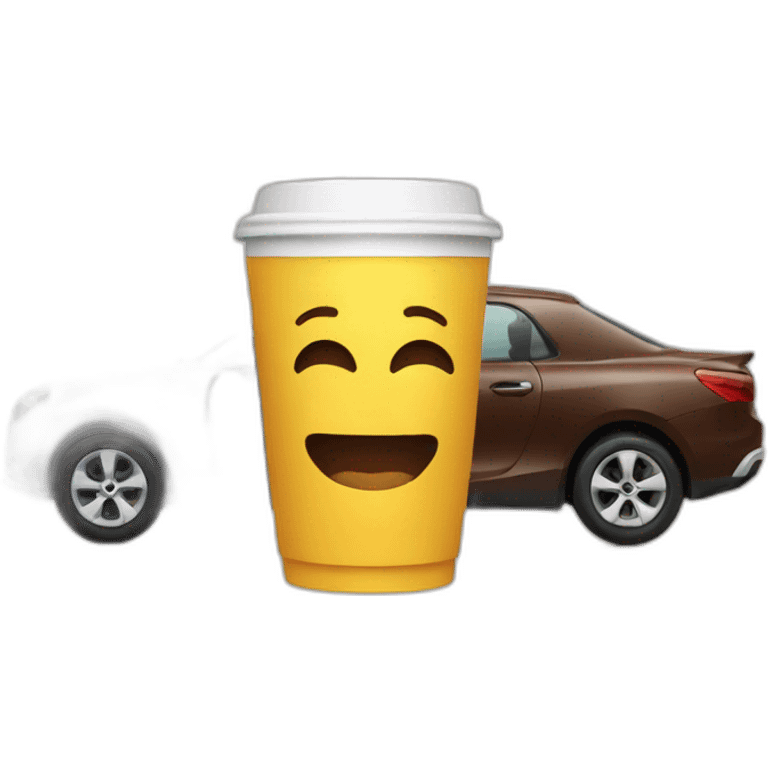 A car and coffee emoji