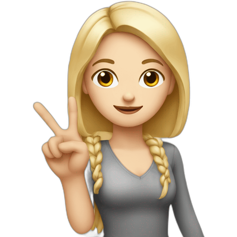 white girl showing 3 fingers up emoji