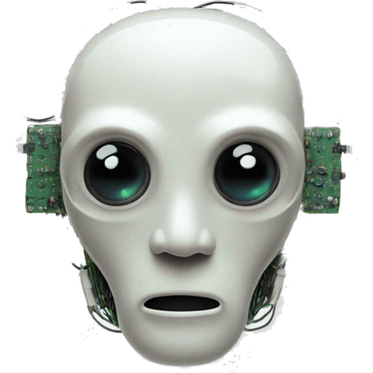 Alien robot head with wires and circuits emoji