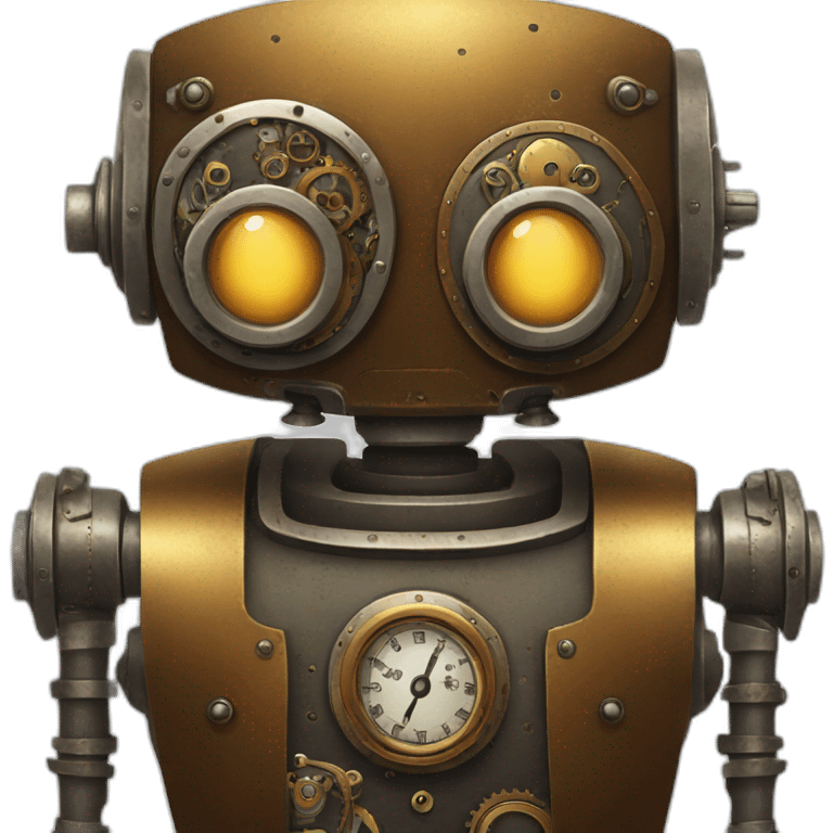 Steampunk retro robot emoji