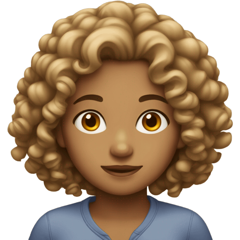 Curly haired tan girl emoji