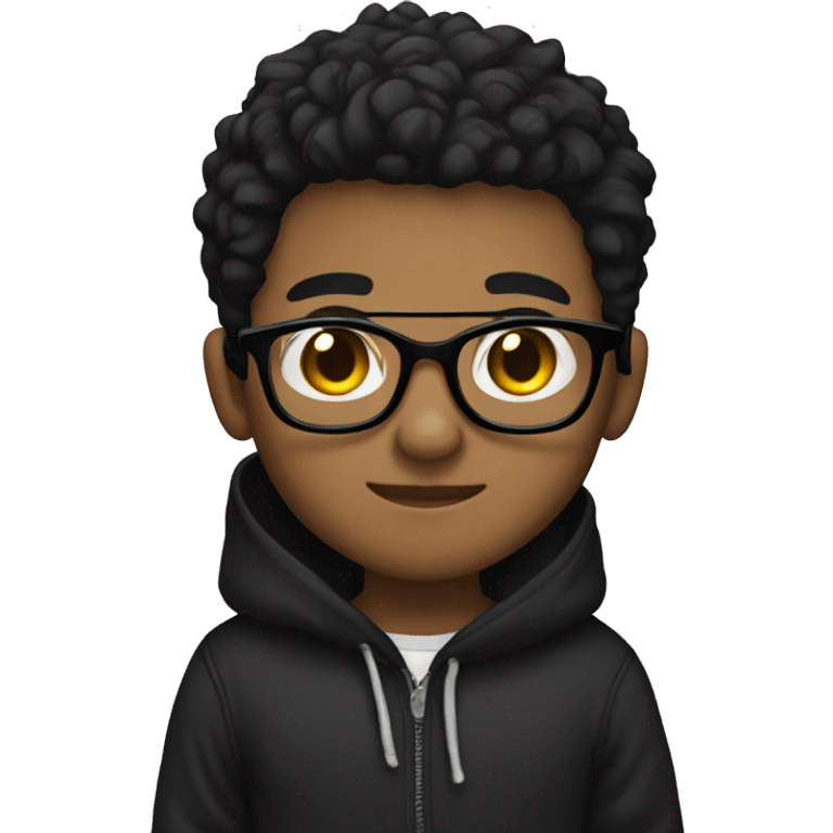 Boy, black hoodie, glasses, chibi emoji