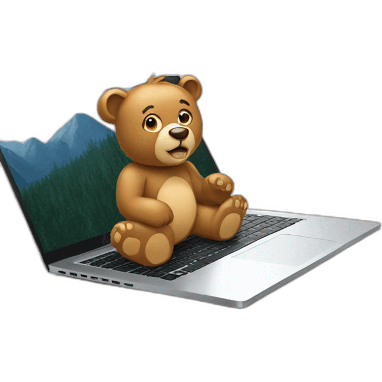 bear chain on screen of laptop emoji