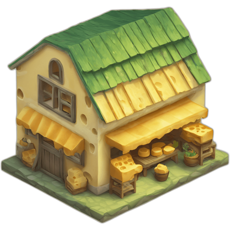 Cheese house isometric emoji