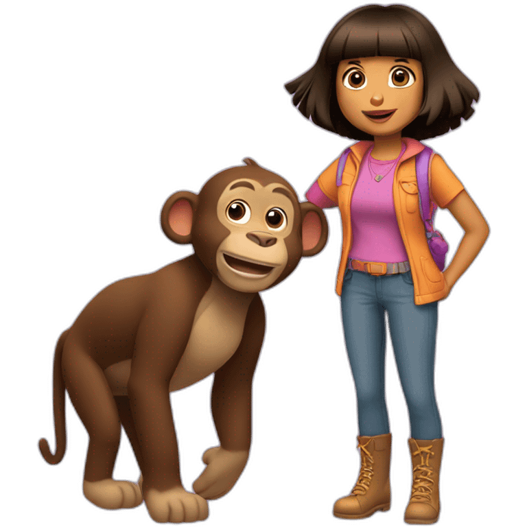 Dora the Explorer with Boots the monkey emoji