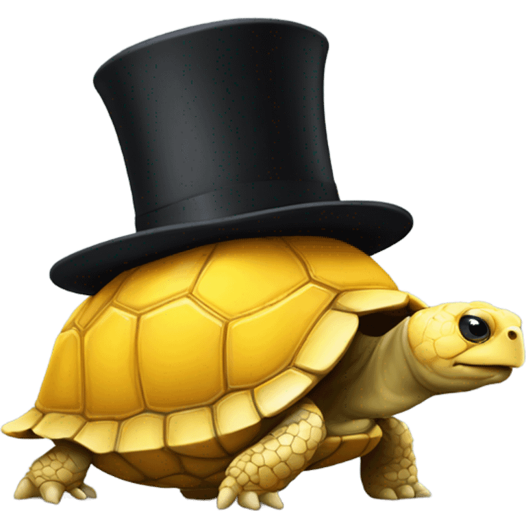 Yellow tortoise with top hat emoji