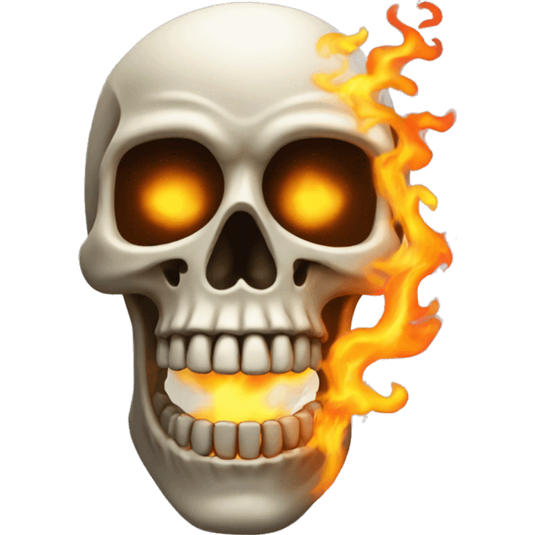 a skeleton head on fire emoji