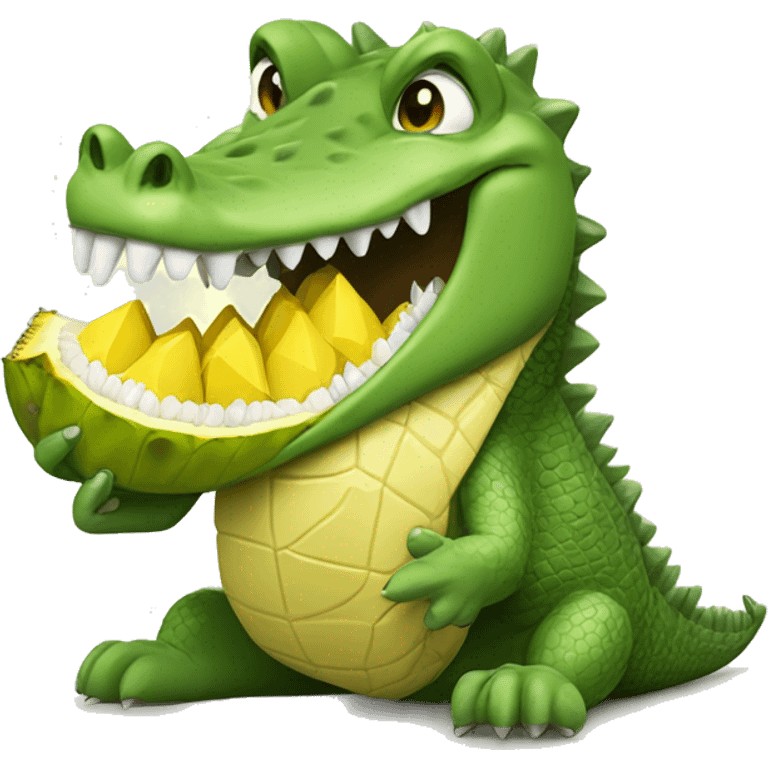 Crocodile eating a durian emoji