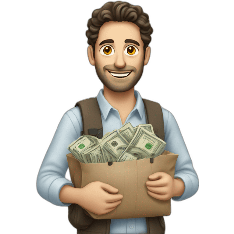 Jewish guy holding bags of money emoji