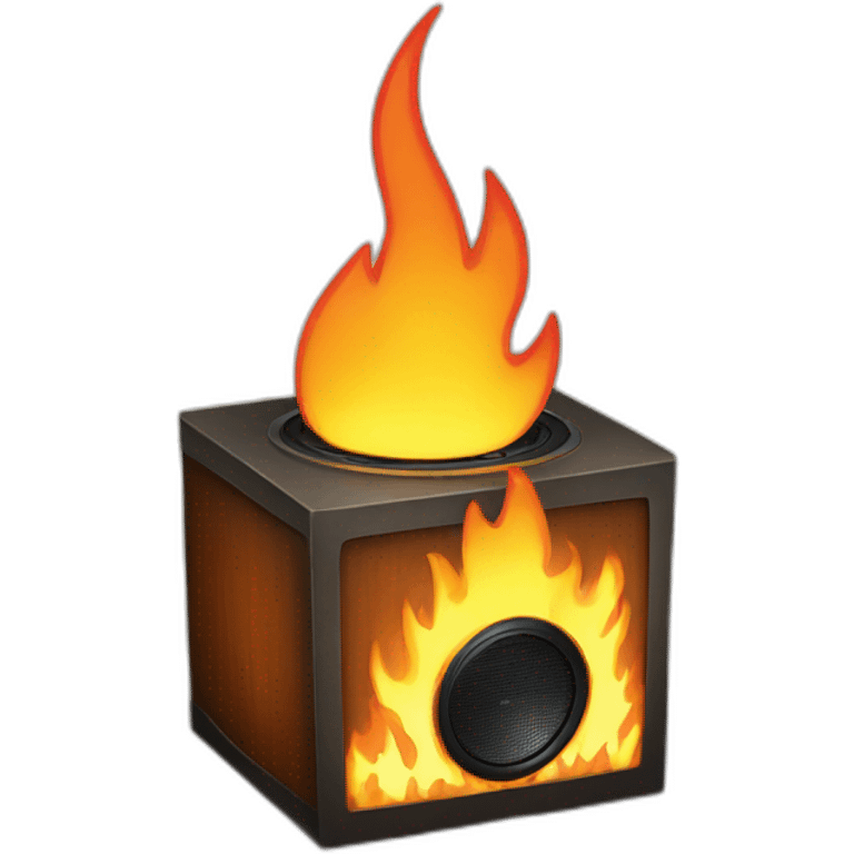 Speaker box with fire emoji