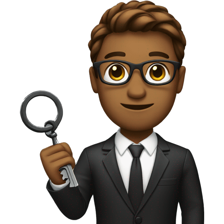 brown skin realtor with hair handing a black key emoji