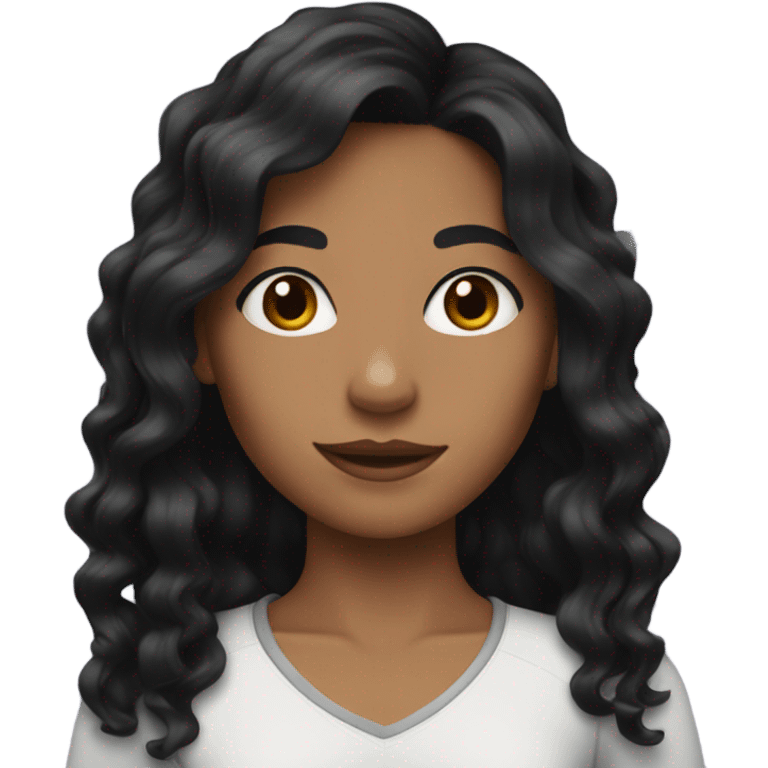 Girl with black wavy hair emoji