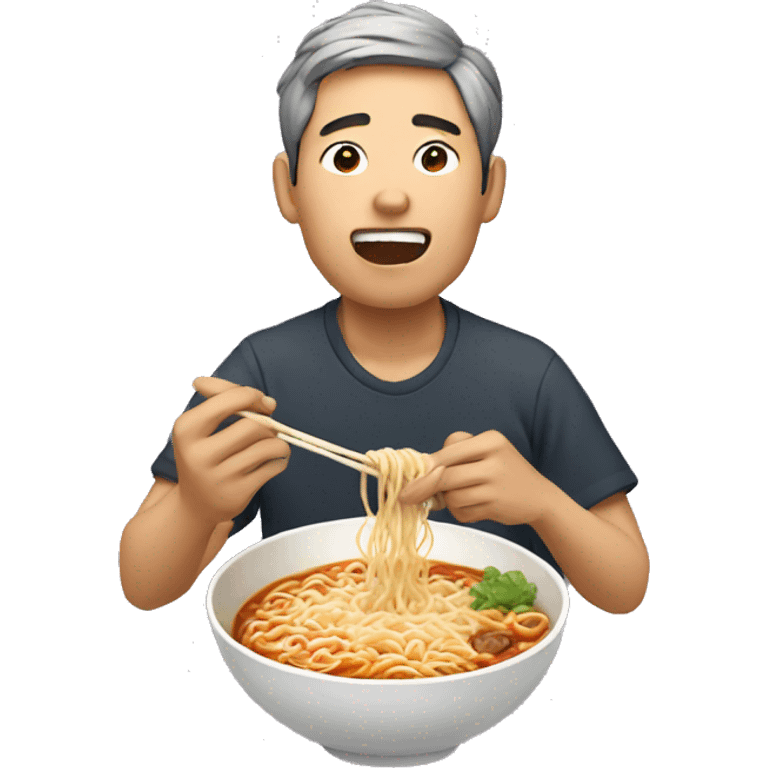  asian man eating ramen emoji