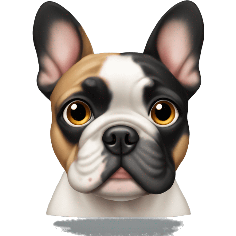 Black-and-tan French bulldog eye roll emoji