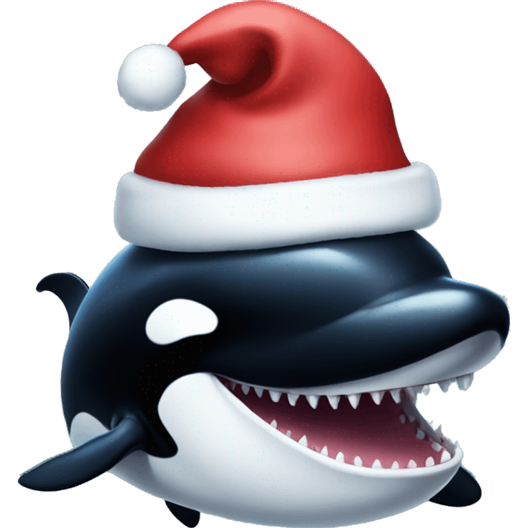 Killer whale with Christmas hat emoji