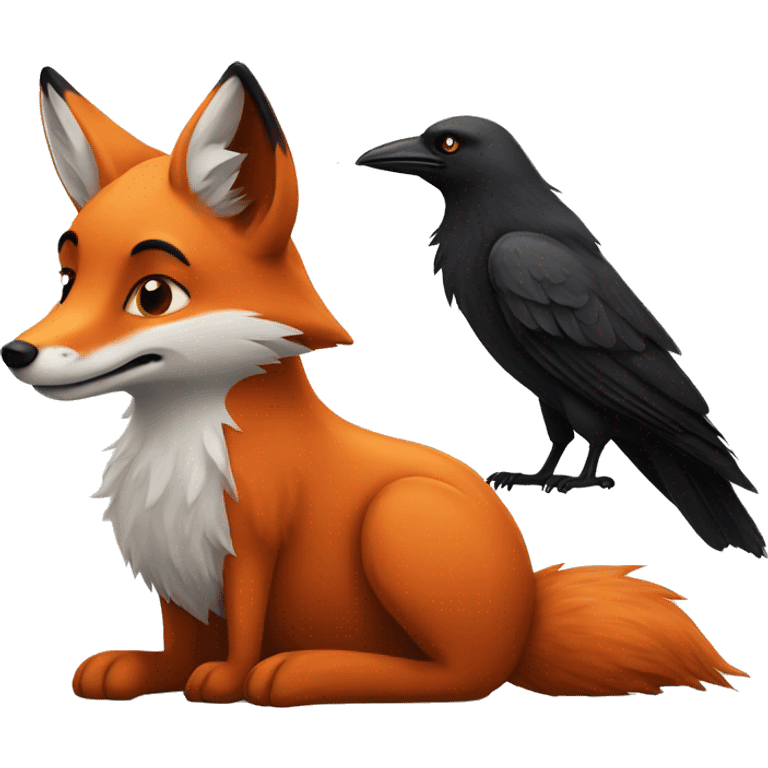 realistic fox and crow emoji