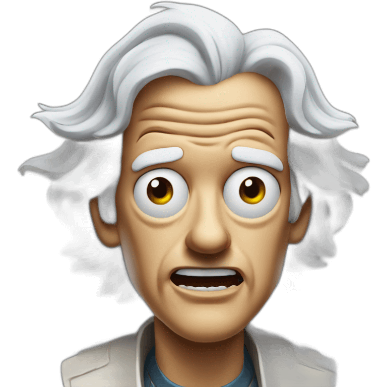 Doc brown from back to the future looking shocked and his mouth wide open. No eye-ware. Floating head. emoji