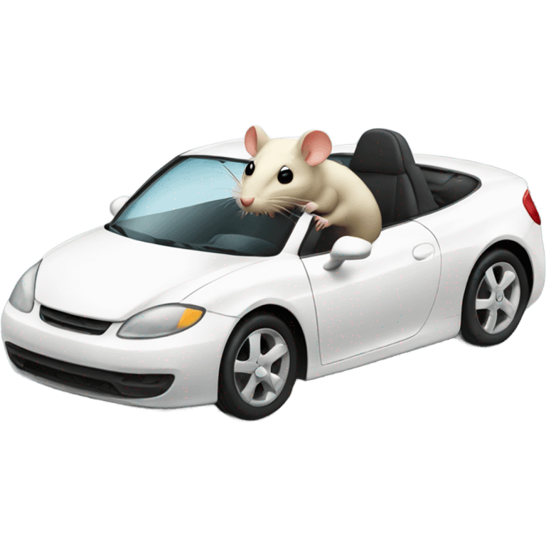 Rat driving white car emoji