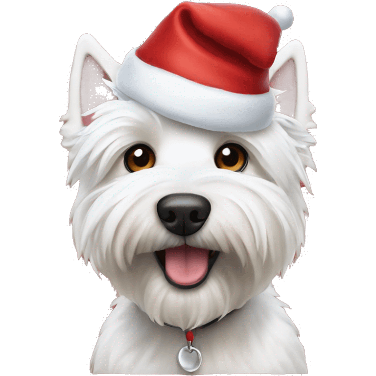 White westie dog wearing Santa hat  emoji