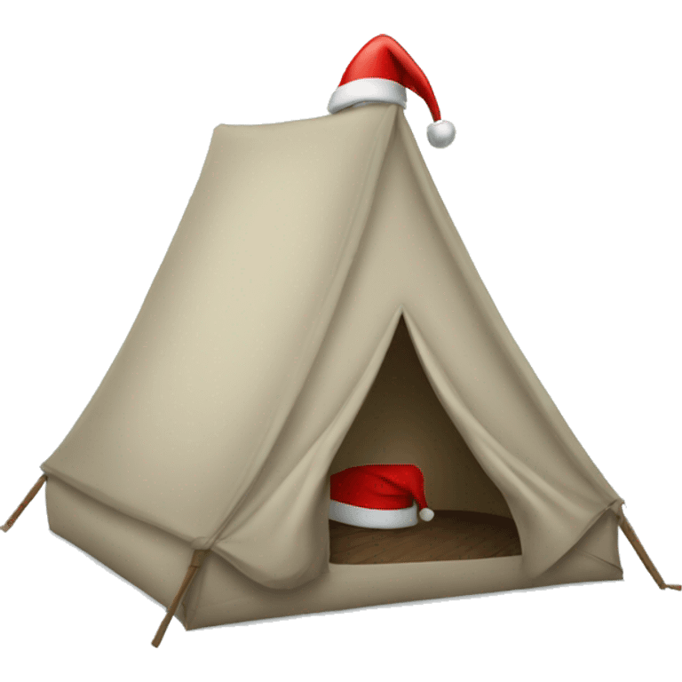 tent wearing a santa hat emoji