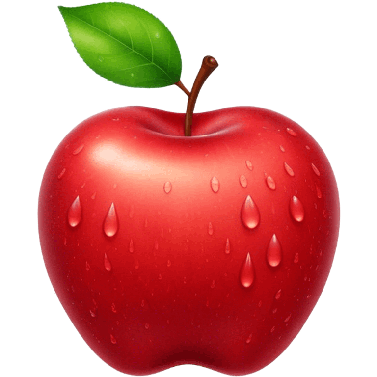 Cinematic Realistic Apple Emoji, Fresh and vibrant, with a crisp, red skin glistening with droplets of water. The smooth, shiny surface catches the light, while the green stem adds a natural touch. Soft glowing outline, capturing the essence of health, sweetness, and freshness in a crisp apple! emoji