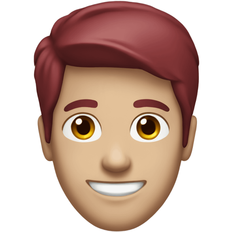 Guy smiling with white hoodie and maroon hair emoji