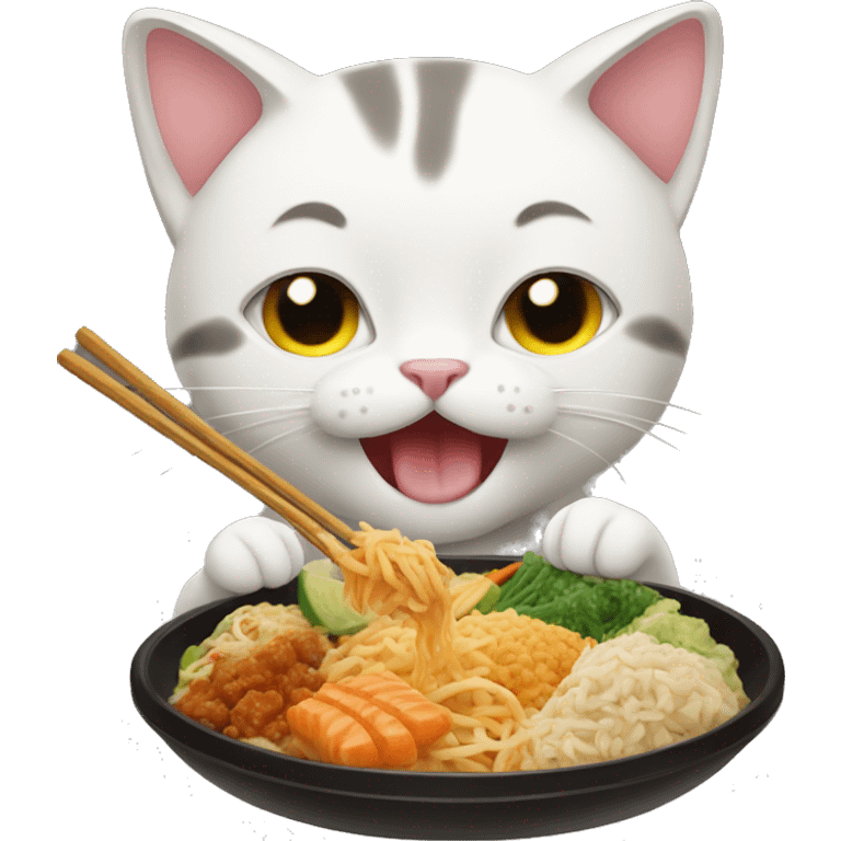 Cat eating asian food  emoji