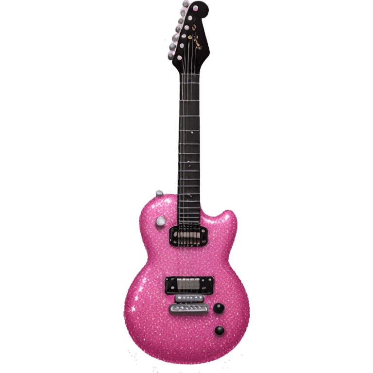 Sparkly pink guitar emoji