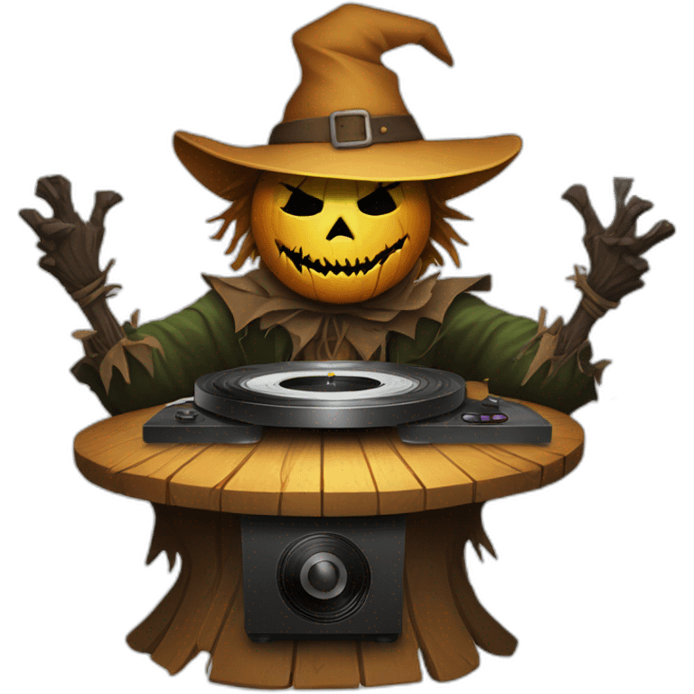 evil scarecrow on turntables emoji