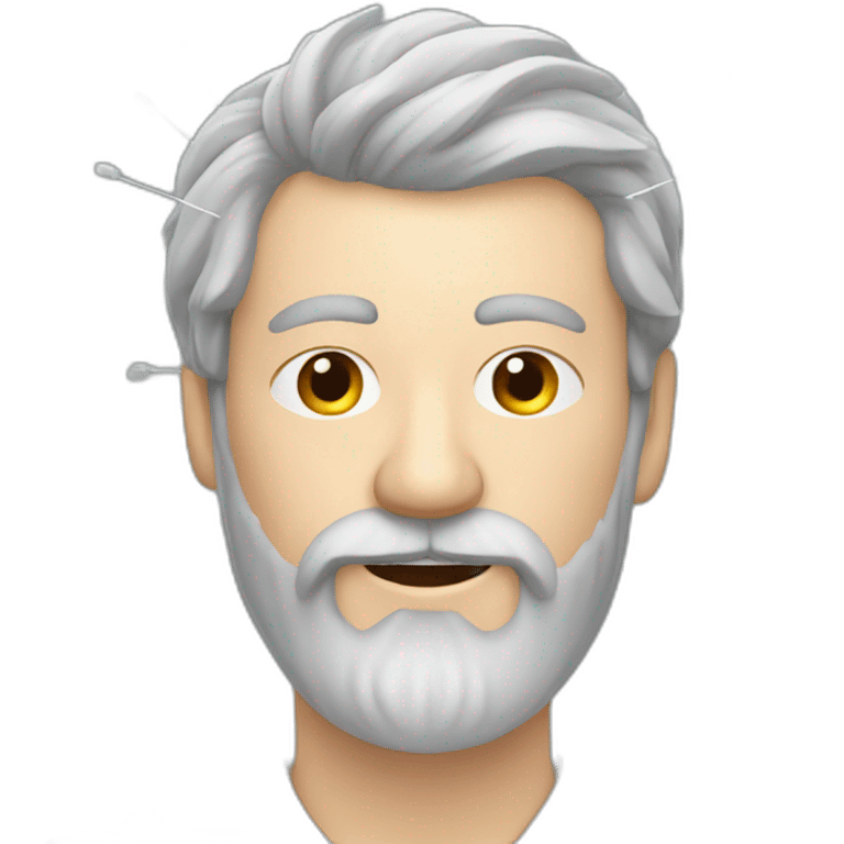 Grey Beared man using acupuncture emoji