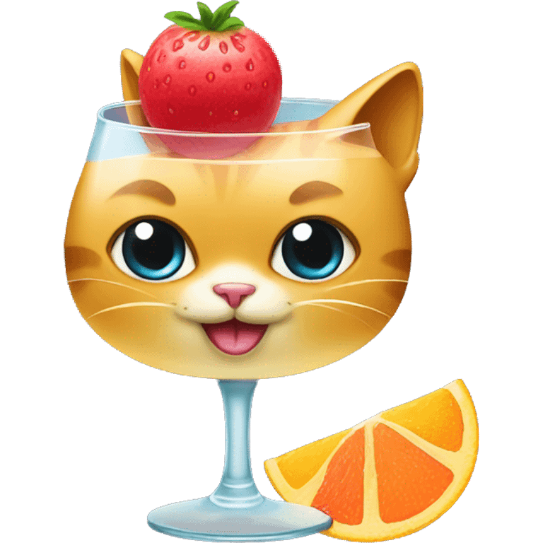 Cat wearing a coctail emoji