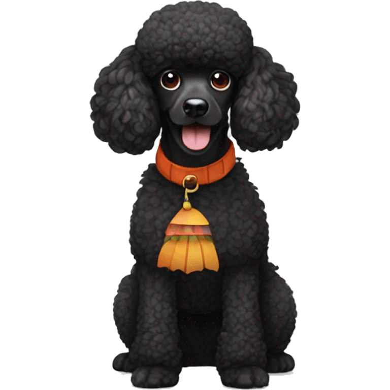 Black poodle dressed as a turkey emoji