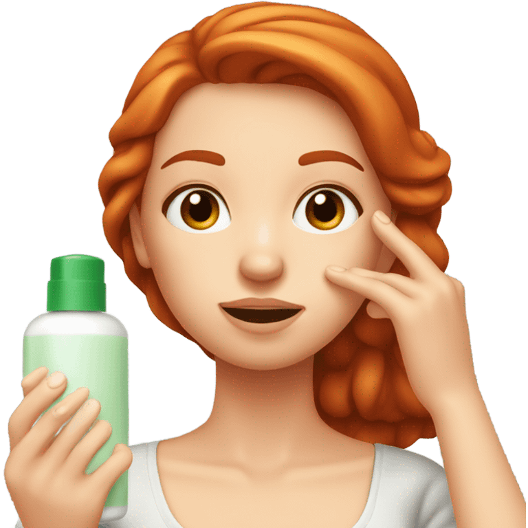 redhead girl takes care of her skin emoji