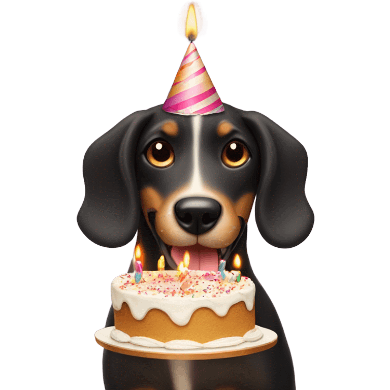 playful dog showing tongue with birthday cake and 12 candles  emoji