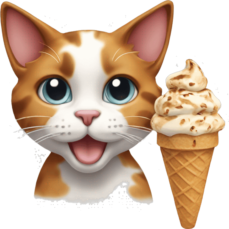 calico cat with icecream  emoji