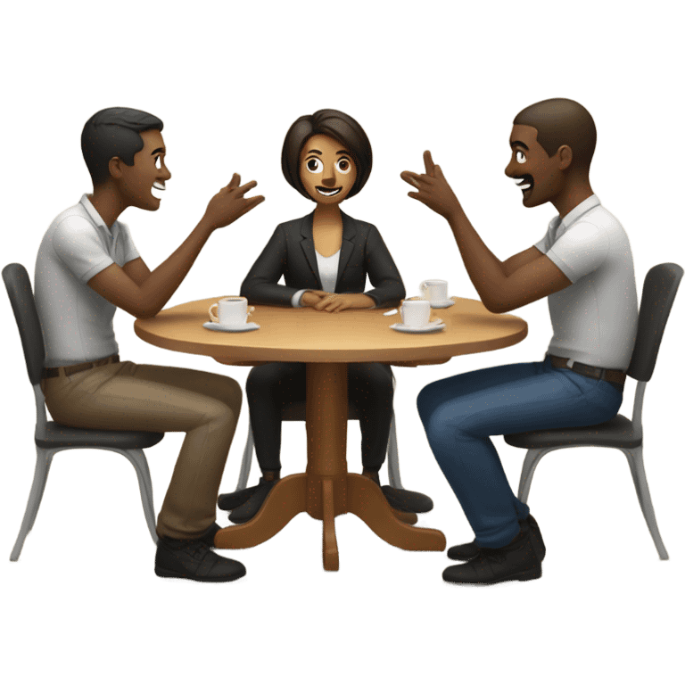 group discussion at a table emoji