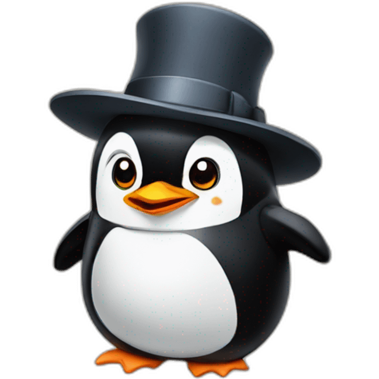 A penguin with a hat emoji