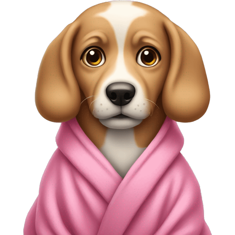 Stuffy Dog wearing pink robe emoji