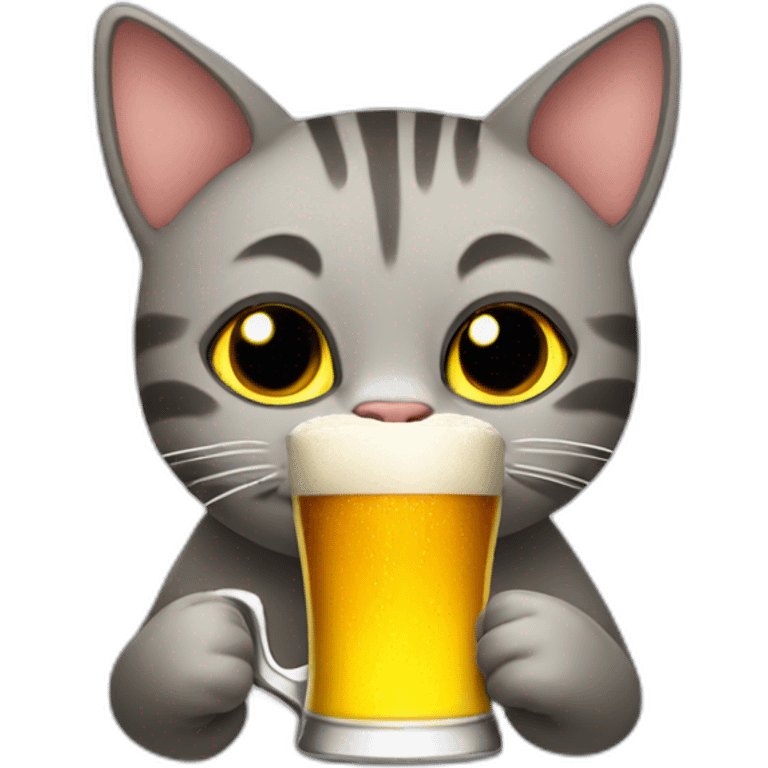 cat drinking a beer emoji