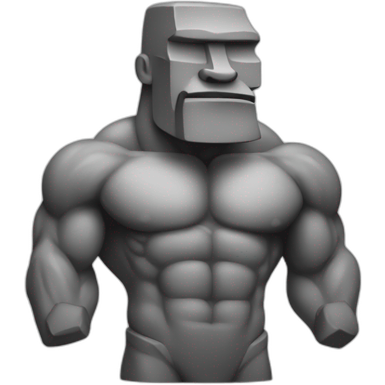 Moai that goes to gym with muscles and gains emoji