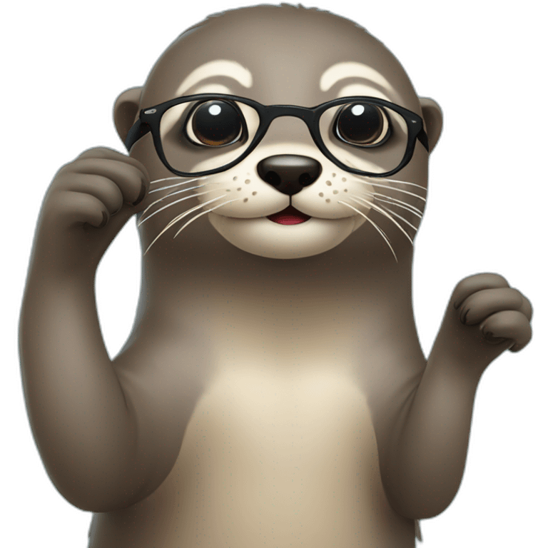 Loutre qui fait un dab avec des lunettes emoji