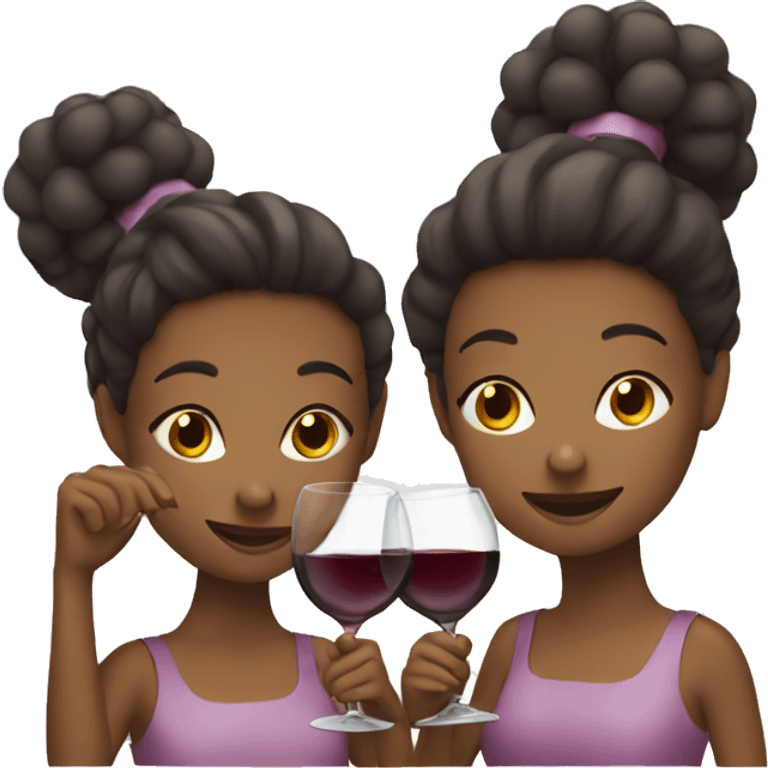 Three girls with wine emoji