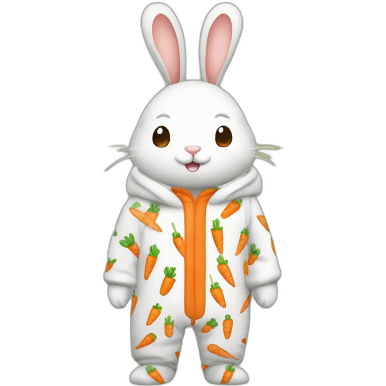 cute rabbit dressed with carrots printed on his pajamas emoji