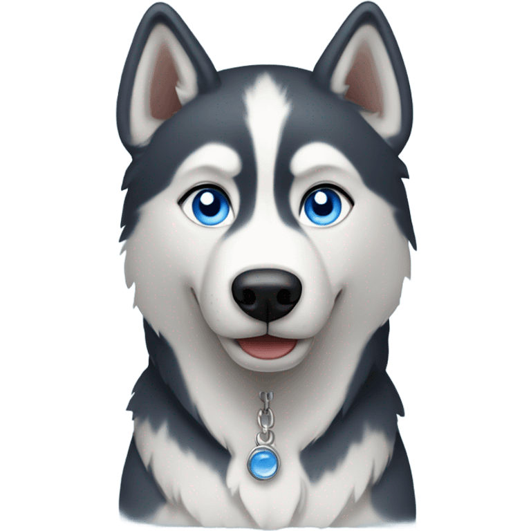 Husky dog, with blue eye emoji