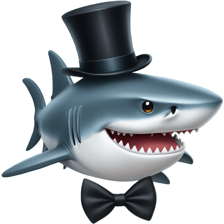 Shark with a top hat emoji