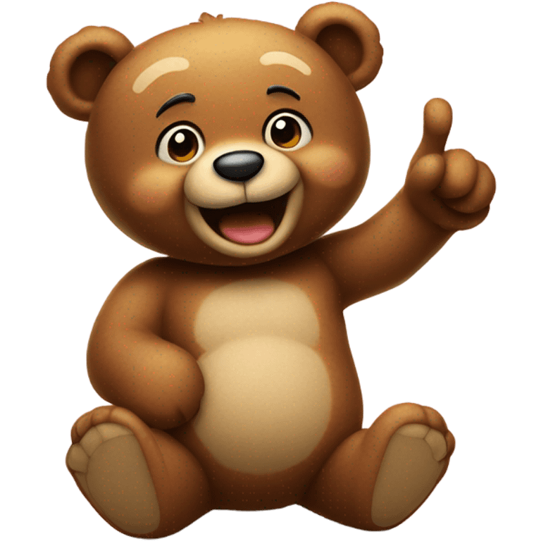 Funny teddy bear pointing finger show emoji