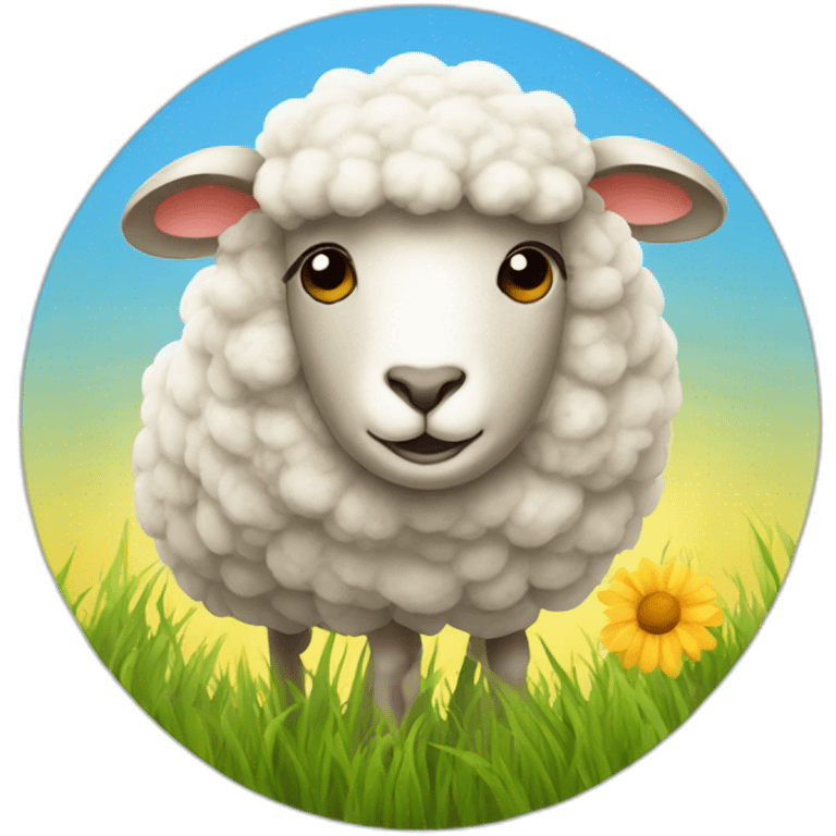 a sheep with a bow, the sun, grass, bees emoji