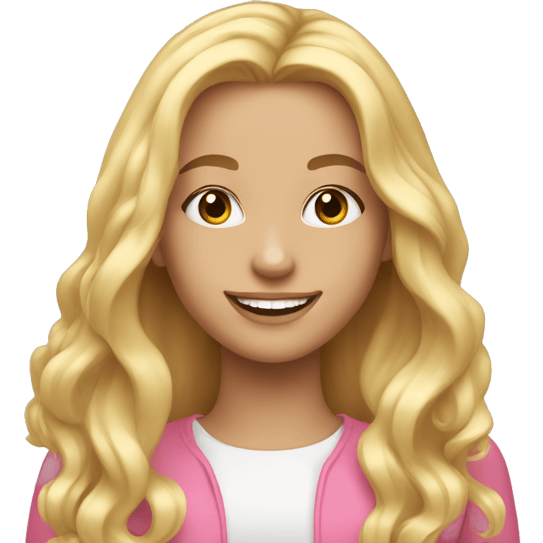 smiling girl with long blonde hair, long lashes, and pink lips emoji