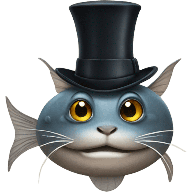 Catfish wearing a top hat  emoji